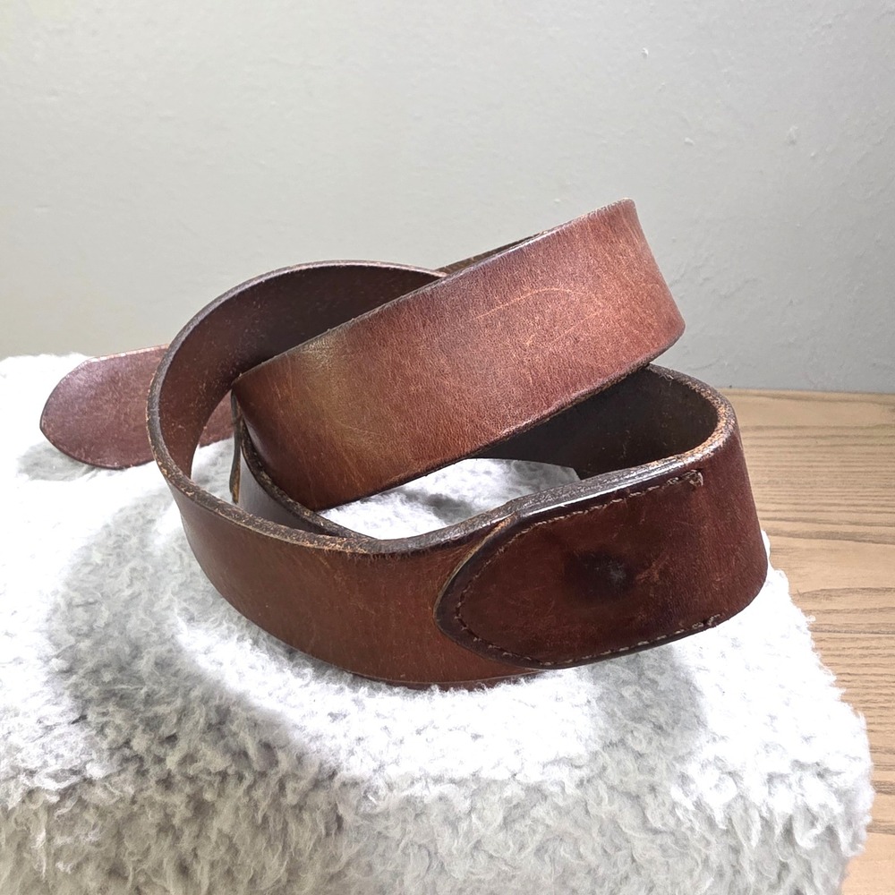 Vintage Gap Brown Leather Equestion Stirup Style Belt Round Brass Buckel Size XL